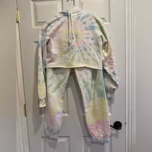 Hollister Matching Cropped Hoodie Sweatshirt & High Waisted Sweatpants